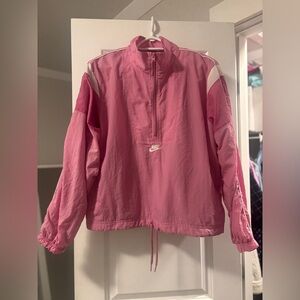 Nike Pink & White Pullover Bomber Windbreaker